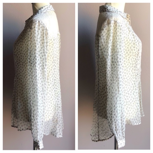 Free People Floral Print Lace Button Down Size S - Picture 6 of 8